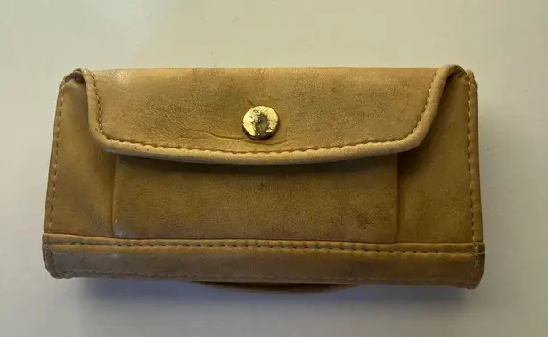 Monogrammed A M Leather Billfold Wallet Clutch Tan Brown