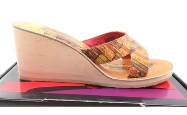 NEW Womens Icon Modern Rose High Heel Wood Wedge Size 10