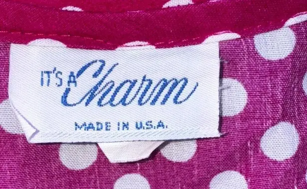 1960s Vintage It's A Charm Snap Pink Polkadot Housecoat Small Medium