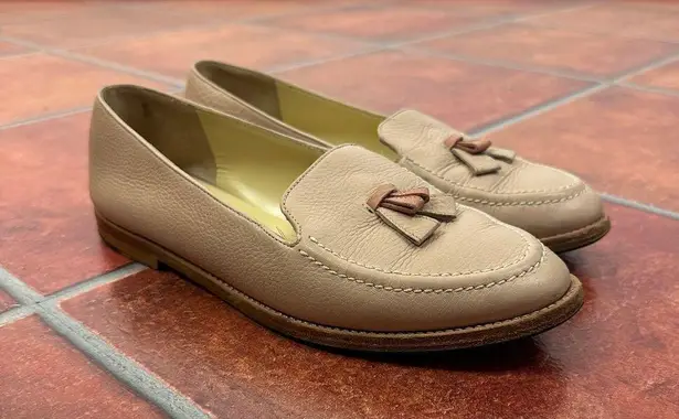 Sarah Flint Blush Tassel Hand Made Italian Loafers Size 37.5 Pink