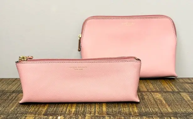Henri Bendel West 57th Cosmetic Case Set blush pink saffiano leather