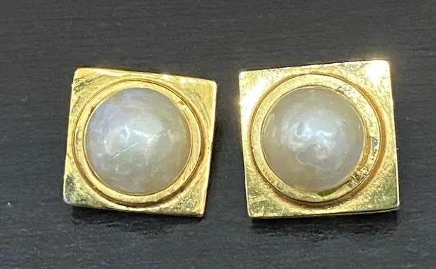 Vintage Signed LES BERNARD Designer Pearl Gold