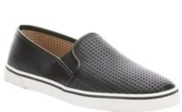 Target DV DOLCE VITA Slip On Sneakers Black Perforated  Bonded Leather Slides 8.5