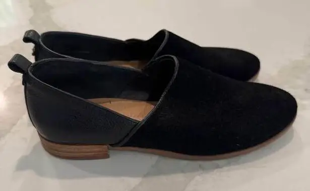 Lucca Lane Tabby Suede Slip On Loafers Women's 6.5M Black Leather Flats Classic Size 6.5