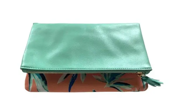 Rachel Pally Reversible Floral Clutch Pink/Green Boho Coastal Vacation Tropical