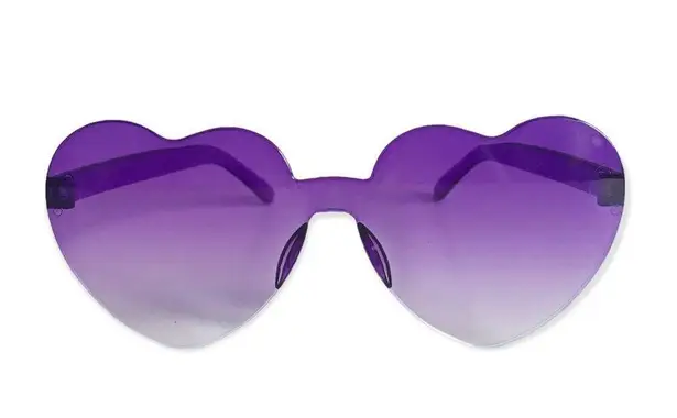🆕Purple Heart Shaped Rimless Tinted Lens Sunglasses