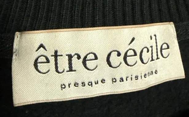Etre Cecile Black Gold Metallic Logo Long Sleeve Pullover Sweatshirt Top Size M Size M