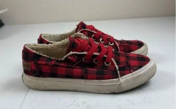 Blowfish Malibu Women's Plaid Sneakers 100% Cotton Red & Black Size 7.5