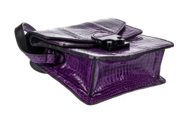 Loeffler Randall snakeskin embossed purple leather crossbody bag NWT