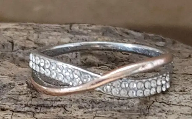 Large Size Sterling Silver 925 Infinity Ring Rose Gold Merle Diamond Accent 10.5