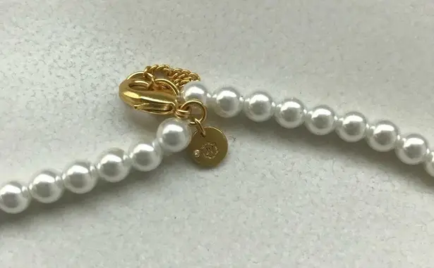 NWOT Julie Vos Pearl Necklace with Gold and Blue Pendant White