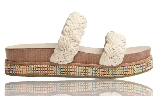 Johnny Was Braided Rope Sandals Cream Size 10 NIB NEW Bohemian Platform Coastal
