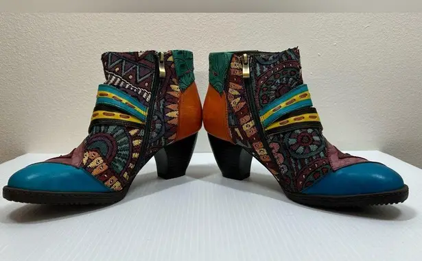 SOCOFY Women's Colorful Leather Woven Tapestry Boho Ankle Boots EU38/US7.5 Size undefined