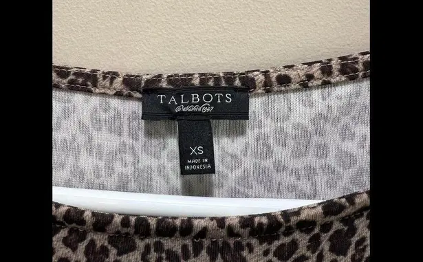 Talbots  Cheetah Leopard Print Dress Sz Extra Small Gathered Waist Stretch