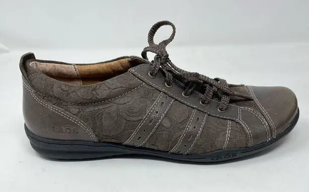Taos Streamline Brown Leather Embossed Lace Up Comfort Sneakers Shoes womens 9