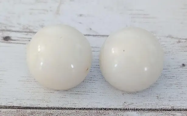 Vintage Clip On Earrings Cream Domed Retro