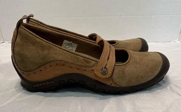 Merrell Plaza Bandeau Mary Jane Womens Size 7 Tan-Brown Leather Slip-On Shoes