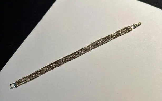 Women’s Gold Tone Rope Chain Clear Rhinestone Tennis Bracelet 7 1/8 Inch