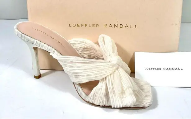 Loeffler Randall Claudia Top Knot Bow Heel Mule Sandals Pearl 9.5 NEW