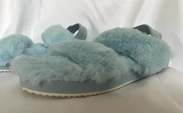 Abound  Blue Furry Sling Back Slides Slippers