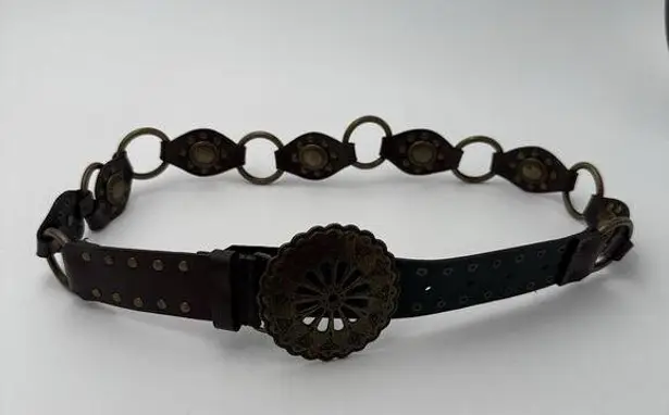 Unbranded Brown Leather Circle Rustic Bras Belt Festival Boho Medium