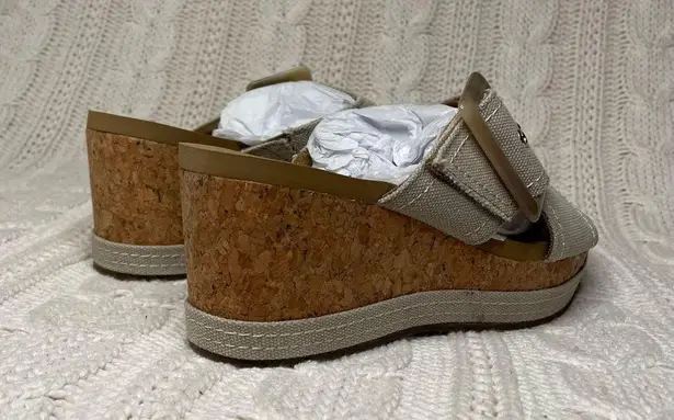 Yellow Box Adaline Platform Wedge Sandals in Taupe