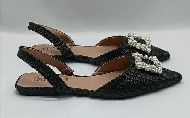 Journee Collection Journey Collection Hannae Slingback Flats Sandals Women's 8 Black Beaded Shoes