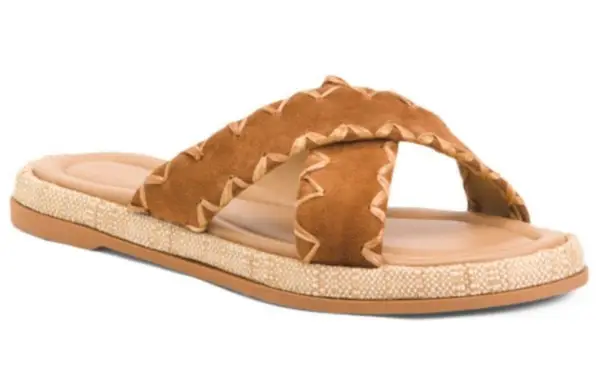 Mila Paoli Italy MILA PAOLI Genuine Leather Italian Designer Sandals in Cognac Suede — Size EU 39 (best fits a size 8 US)