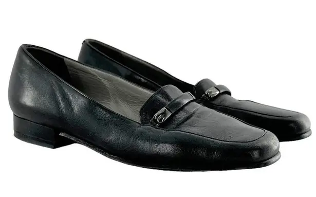 BALLY Talbala Black Leather Low Heel Loafers Size 4.5 M Shoes Career Office