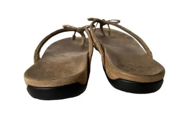 Vionic Bella Toe Post Sandal Flip FlopTan Cork Bow Thong size 10.5