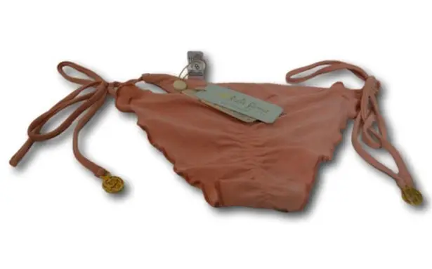 Luli Fama Muliticolo Knit Wavey Ruched Back Tie Side Bikini Bottom Size: M NWT