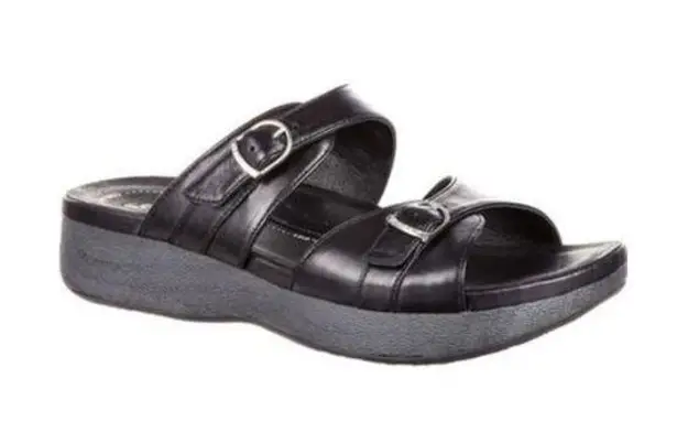 Rocky 4EurSole Golden Day Women's Black Leather Slide Sandals US Size 10