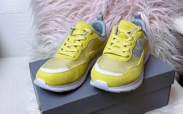 Vionic Ayse Womens Suede Trim Lace Up Athletic Running Shoes in Yellow Size 6