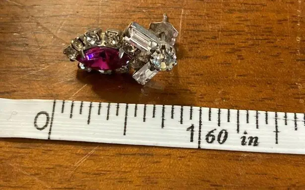 Vintage White and Pink Rhinestone Necklace and Earrings Set