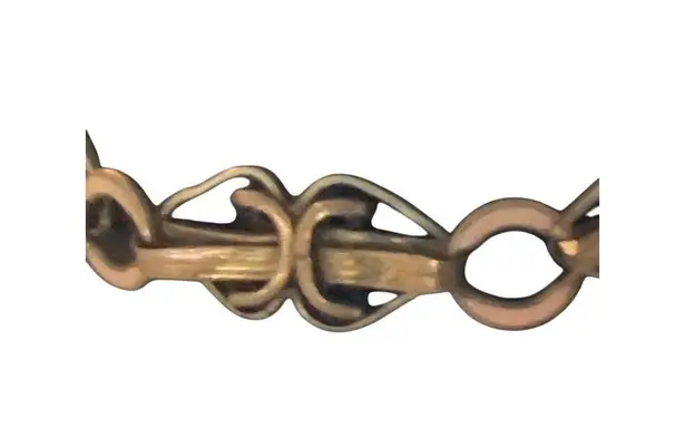 Vintage Antique Hadly Gold Tone Bracelet Intricate Link Spring Ring Estate 7.5"