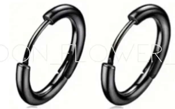 Small Black Huggie Hoop Earrings 10mm