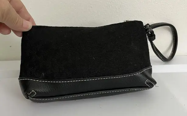 NY&C NEW YORK & COMPANY Y2K Mini Micro Black Signature Print Zippered Bag Clutch