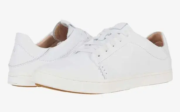 Olukai Pehuea Li Ili Women's White Leather Low Top Sneakers size 6