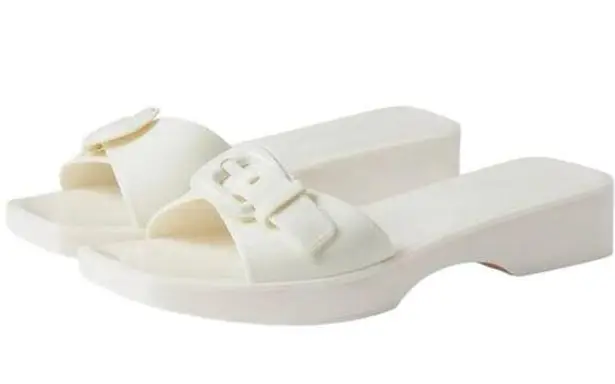 Veronica Beard NWT  Women 6 Davina Jelly Sandal White Slip on Belt Platform Wedge