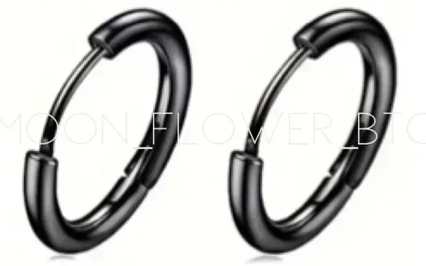 Black Huggie Hoop Earrings 16mm