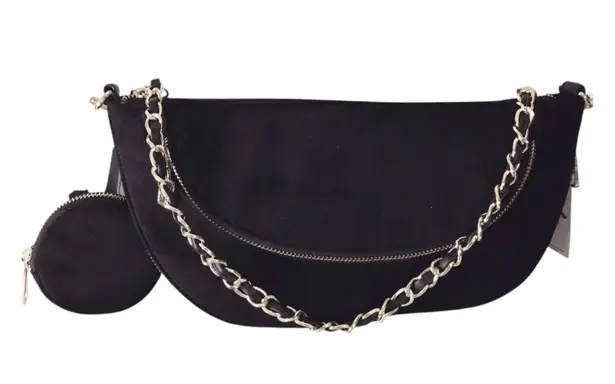 Sondra Roberts Black Faux Suede 3 Way Bag