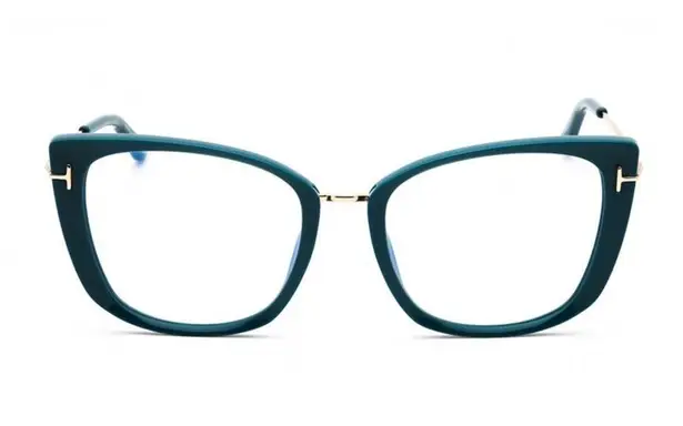 Tom Ford FT5816-B 089 Shiny Teal / Rose Gold / Clear Blue Light Block Lens 53mm
