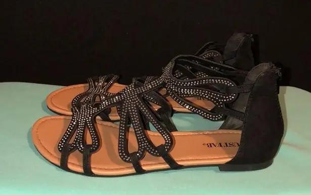 JustFab  Black Sandals w/ Silver Jewels