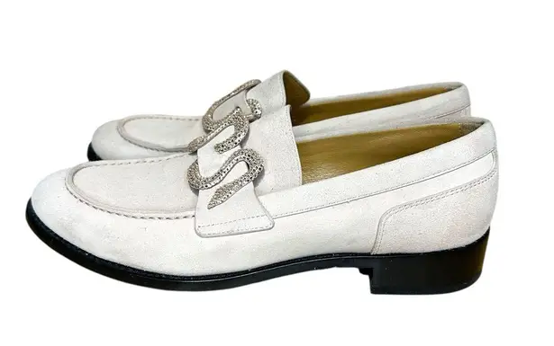 RENE CAOVILLA MORGANA CRYSTAL snake LOAFER suede pink 39 Size 8.5