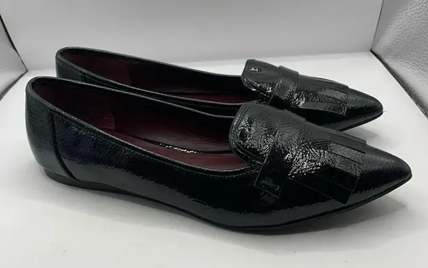 Franco Sarto  Helsa Flat pointy toe loafer tassels size 7.5M black patent leather