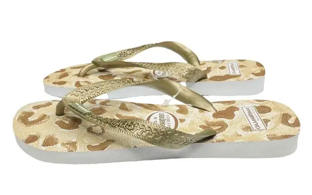 Havaianas new x CIA Maritima ☼ Limited Ed Flip Flops ☼ Metallic Gold Leopard ☼