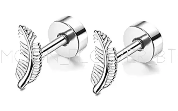 Silver Feather Flat Back Earrings