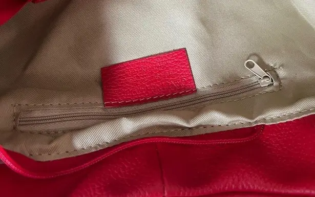 GIULIA Massari top handle bag pebbled red leather removable shoulder strap