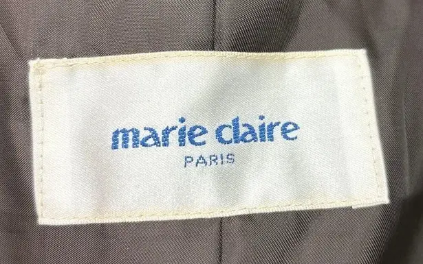 Marie Claire Paris Womens Brown One Button Notch Lapel Collar Blazer Jacket Sz S