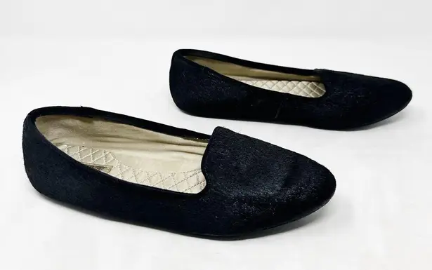 Birdies [] The Blackbird Size 7 Black Calf Hair Slip-On Loafer Flats Almond Toe